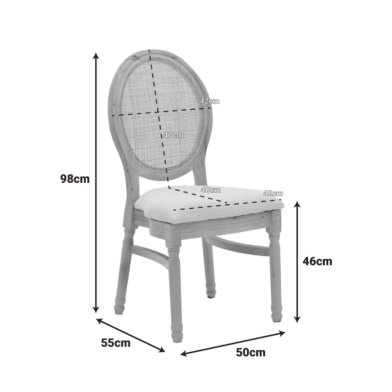 Модерно, естетско и уникатно дрвено столче Chair Inletic од природно масивно каучуково дрво со елегантен наслон од плетен природен ратан