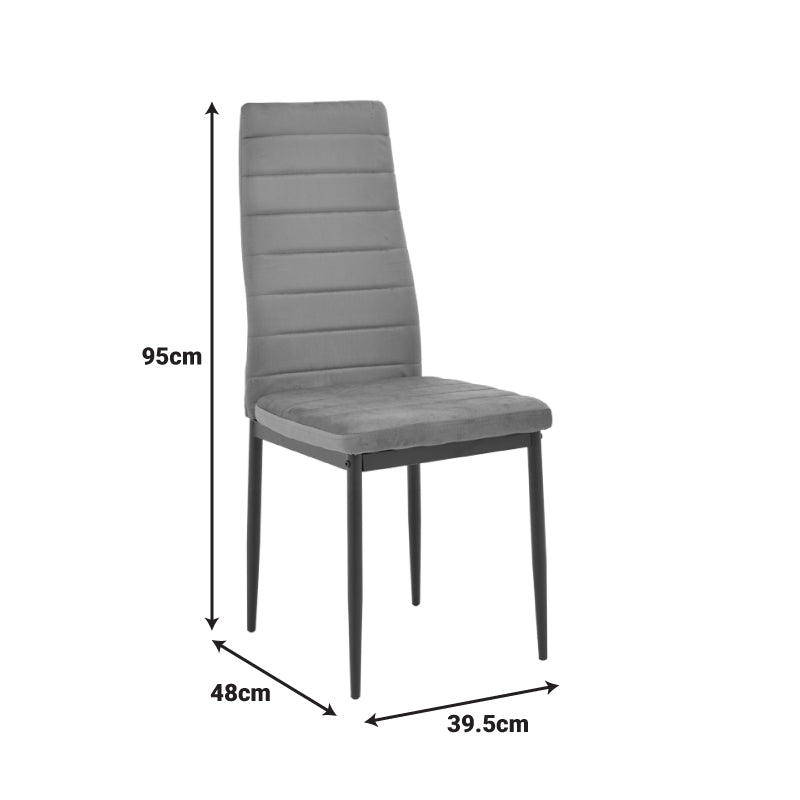Модерен трпезариски лоунџ стол Chair Wellsic обложен со густ антрацит сив текстил, поддржан со цврсти засилени метални ногарки во мат црна боја