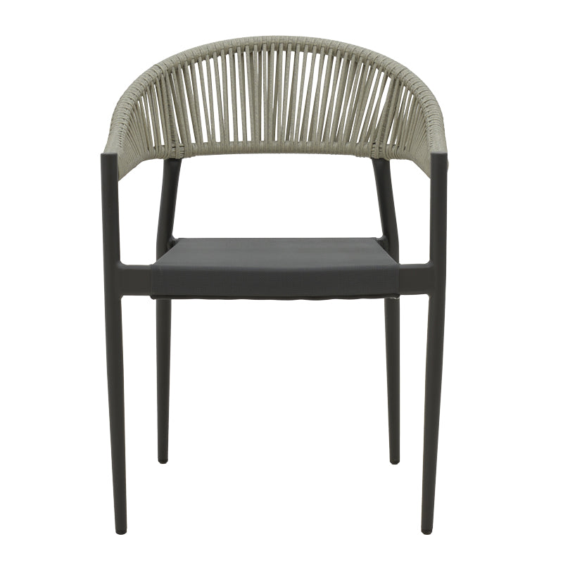 Модерен, естетски и уникатен редечки градинарски стол Aluminum armchair Queen во комплетна мат антрацит темно сива изведба со дишечко текстилен седиште