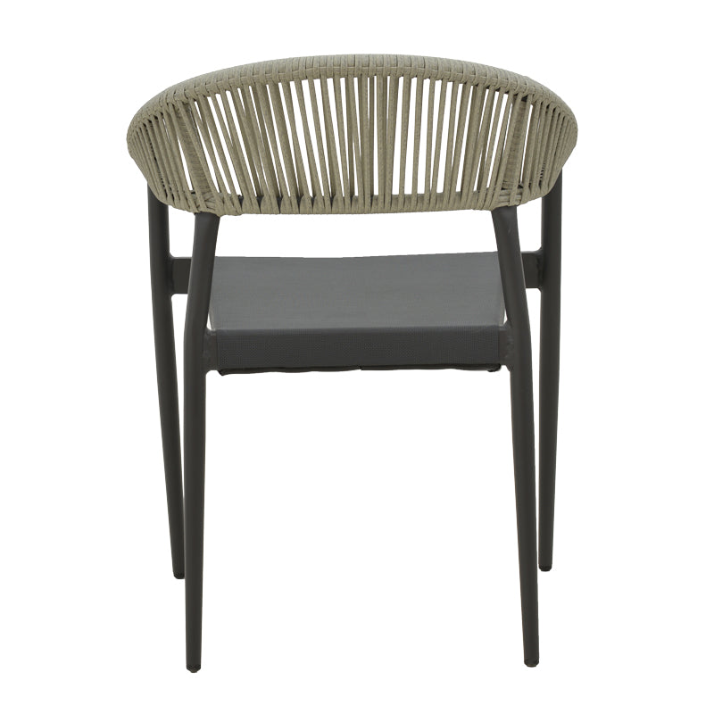 Модерен, естетски и уникатен редечки градинарски стол Aluminum armchair Queen во комплетна мат антрацит темно сива изведба со дишечко текстилен седиште