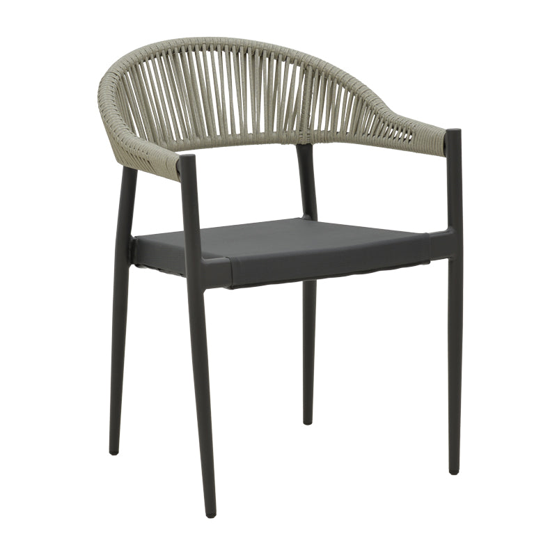 Модерен, естетски и уникатен редечки градинарски стол Aluminum armchair Queen во комплетна мат антрацит темно сива изведба со дишечко текстилен седиште