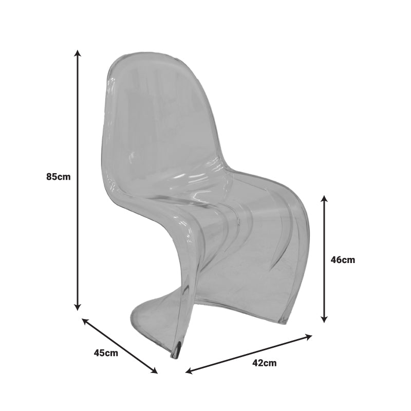Модерна минималистичка трпезариска столица Chair Xenozo изработена од екстремно цврст и кристално проѕирен поликарбонат со невидлива моноблок структура