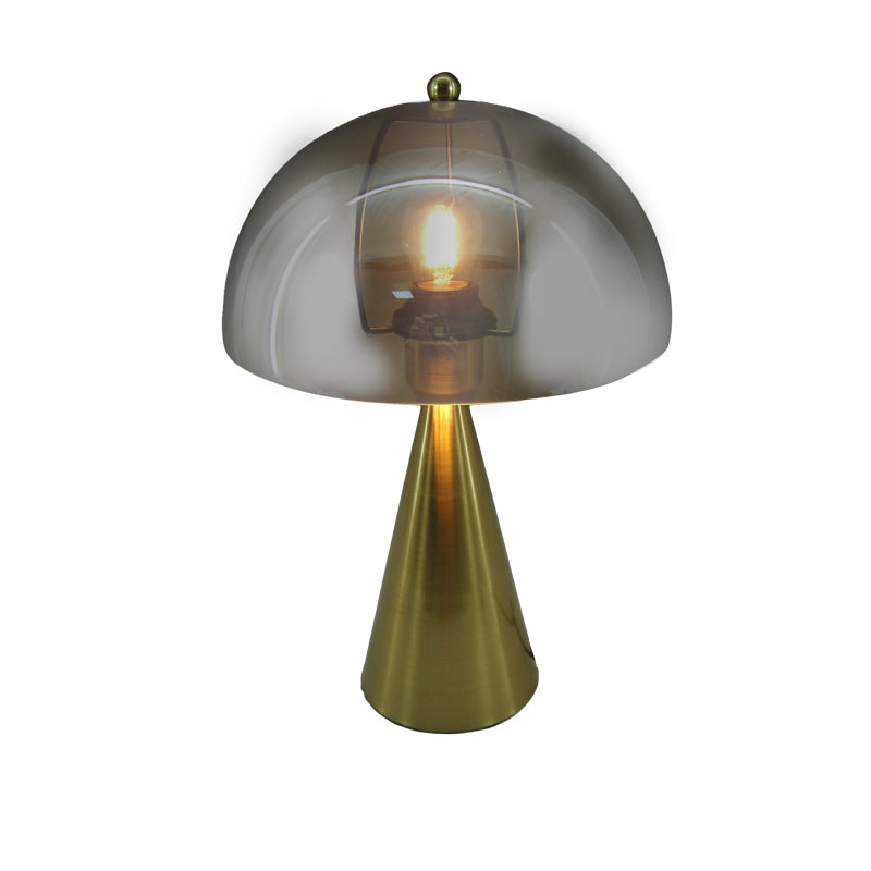 Модерна и елегантна столна лампа Table lamp Galalo со луксузна златна основа од комбиниран метал и стакло и соодветен цилиндричен абажур