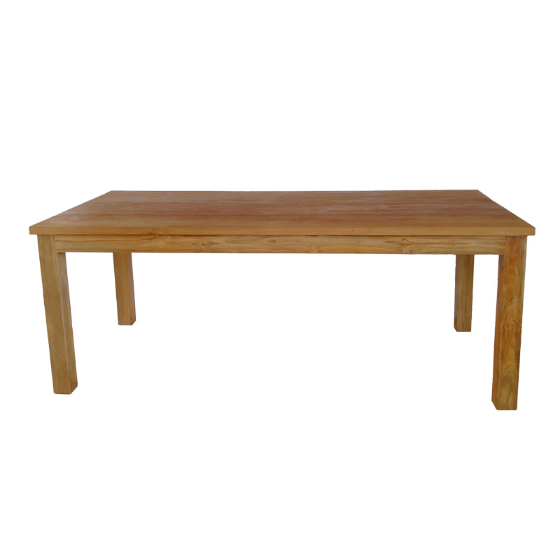Модерен и луксузен трпезариски сет Dining table Xenoet од голема правоаголна маса и шест комфорни столови изработени од 100% масивно тиково дрво со природна златна нијанса