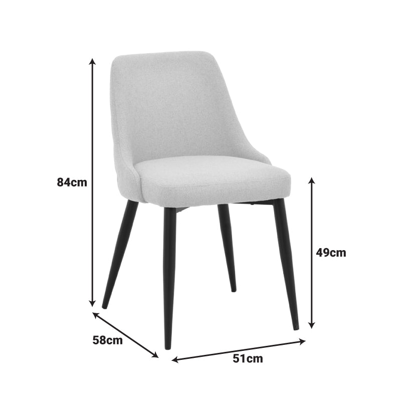 Елегантна и модерна трпезариска столица Chair Umbda со ергономско седиште од мека антрацит сива ткаенина и висок квалитет врз стабилни мат црни метални ногарки
