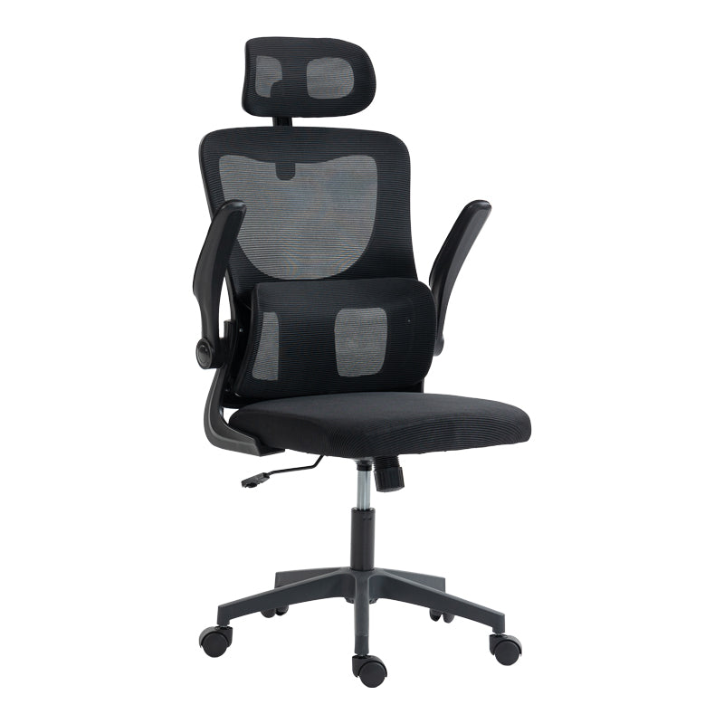 Модерна црна директорска канцелариска столица Director's Office Chair Umberex со анатомски наслон од дишлива мрежа, потпирачи за раце и засилена петкрака база на тркалца