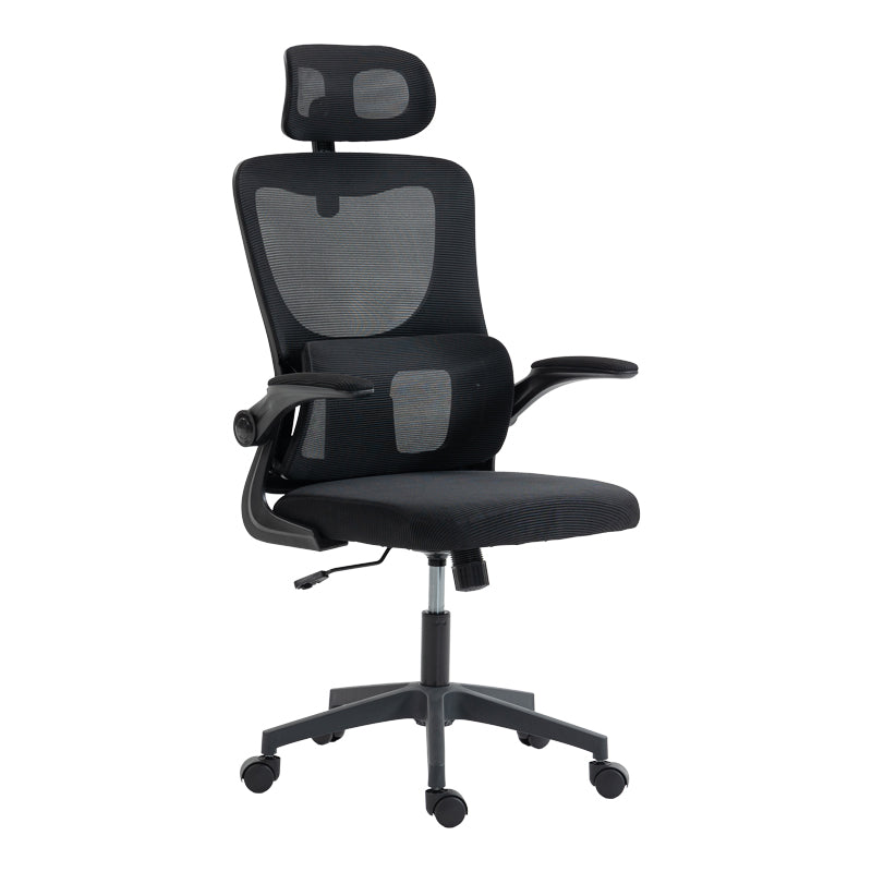Модерна црна директорска канцелариска столица Director's Office Chair Umberex со анатомски наслон од дишлива мрежа, потпирачи за раце и засилена петкрака база на тркалца