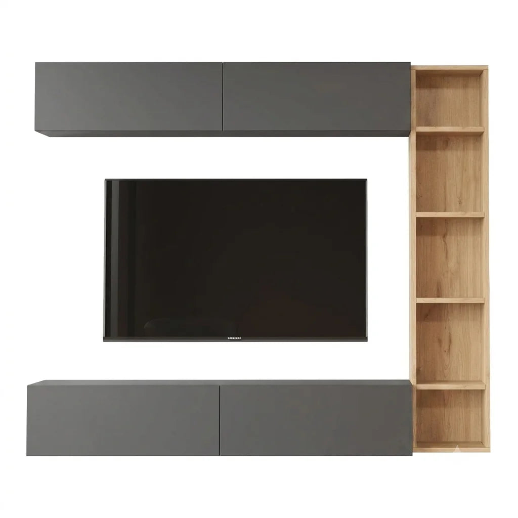 WALL-MOUNTED TV SET SAN REMO – ANTHRACITE/ OAK (170 CM)