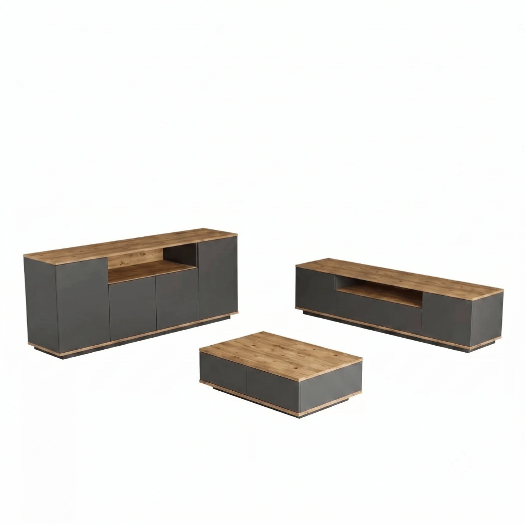 AMALFI COMPLETE LIVING ROOM SET – ANTHRACITE / ATLANTIC (3-IN-1) - 160 CM