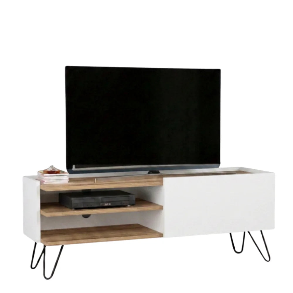 INDUSTRIAL MILANO TV STAND – WHITE/ ATLANTIC (120 CM)