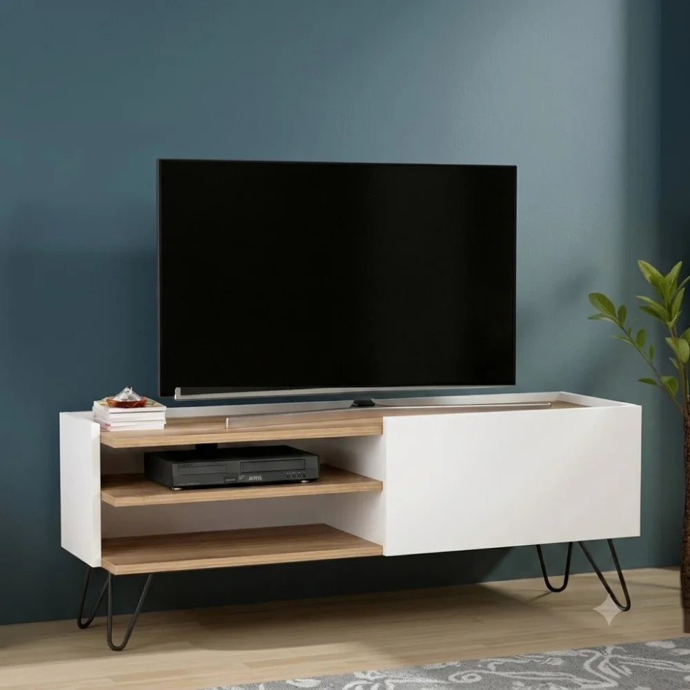 INDUSTRIAL MILANO TV STAND – WHITE/ ATLANTIC (120 CM)