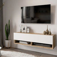 MODERN WALL-MOUNTED TV STAND BRINDISI – OAK / WHITE (180 CM)