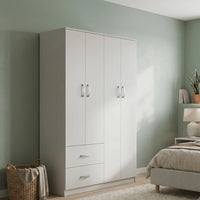 FOUR-DOOR MODERN WARDROBE BARI WITH MULTIPLE SHELVES AND HANGING RAIL (120 x 180 CM)