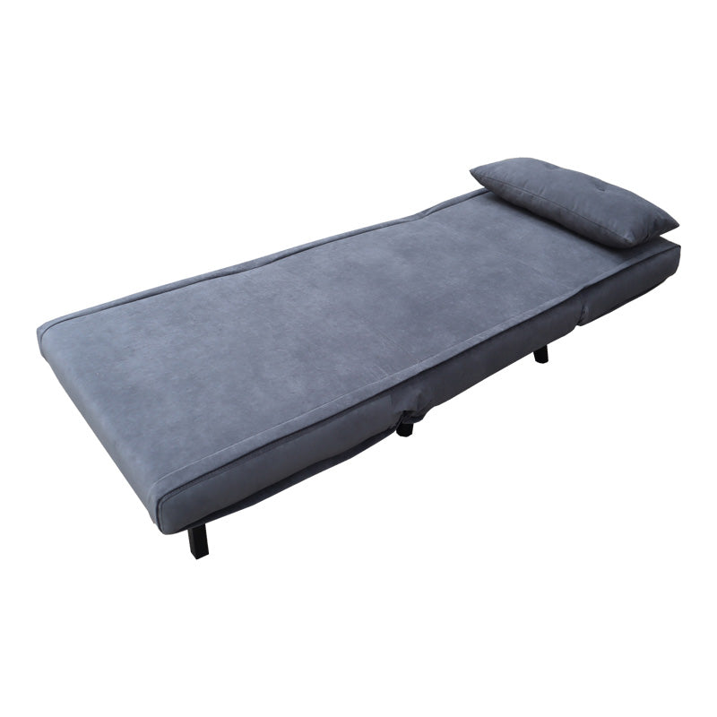 Модерна мултифункционална фотелја на расклопување Armchair-Bed Wreas обложена со луксузно антрацит кадифе, поддржана со цврсти дрвени ногарки во црна нијанса