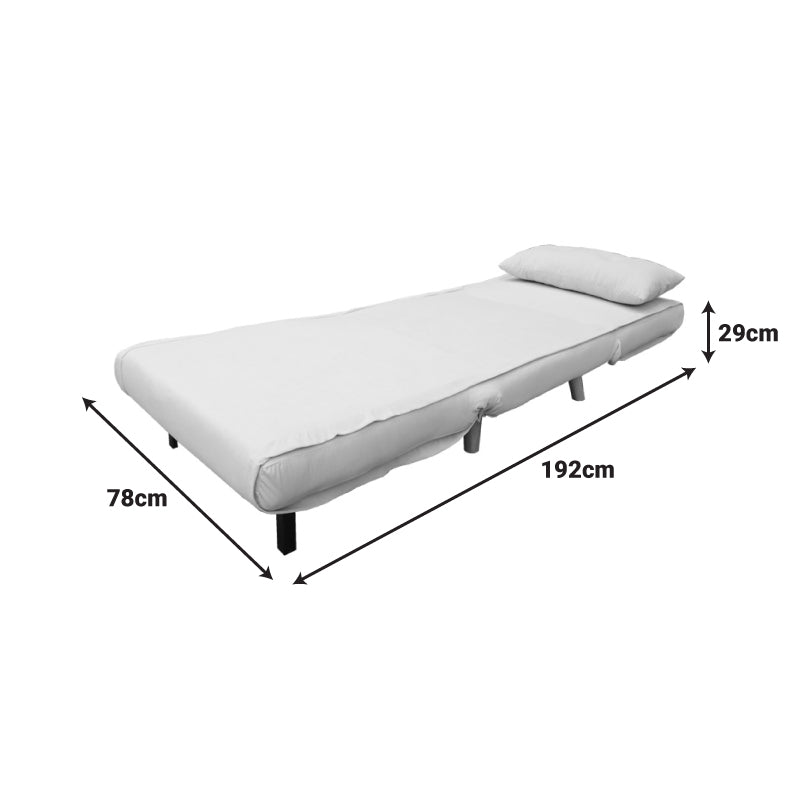 Модерна мултифункционална фотелја на расклопување Armchair-Bed Wreax обложена со луксузно крем кадифе, поддржана со цврсти дрвени ногарки во природна натур нијанса