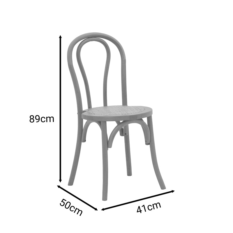 Модерен, естетски и уникатен виенски дрвен стол Vienna stackable Chair Maric од тешка букова конструкција во бело-испрана нијанса со органско седиште од природен ратан