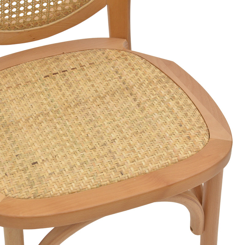 Модерно, естетска и уникатно столче Chair stackable Inlay од природно буково дрво со плетено седиште од вистински природен ратан