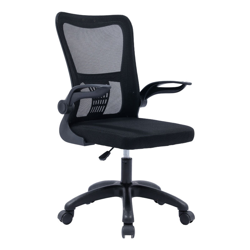 Модерна работна менаџерска столица Yaren од црна дишлива мрежа со висока ергономска поддршка, лумбален наслон и цврста основа на тркала