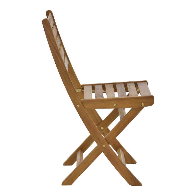Модерно преклопно градинарско столче Chair Halas изработено од масивно дрво акација во природна топла нијанса со практичен летвичкаст дизајн