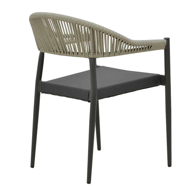Модерен, естетски и уникатен редечки градинарски стол Aluminum armchair Queen во комплетна мат антрацит темно сива изведба со дишечко текстилен седиште