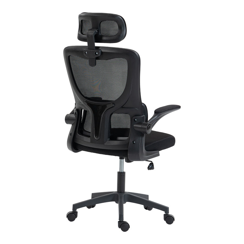 Модерна црна директорска канцелариска столица Director's Office Chair Umberex со анатомски наслон од дишлива мрежа, потпирачи за раце и засилена петкрака база на тркалца