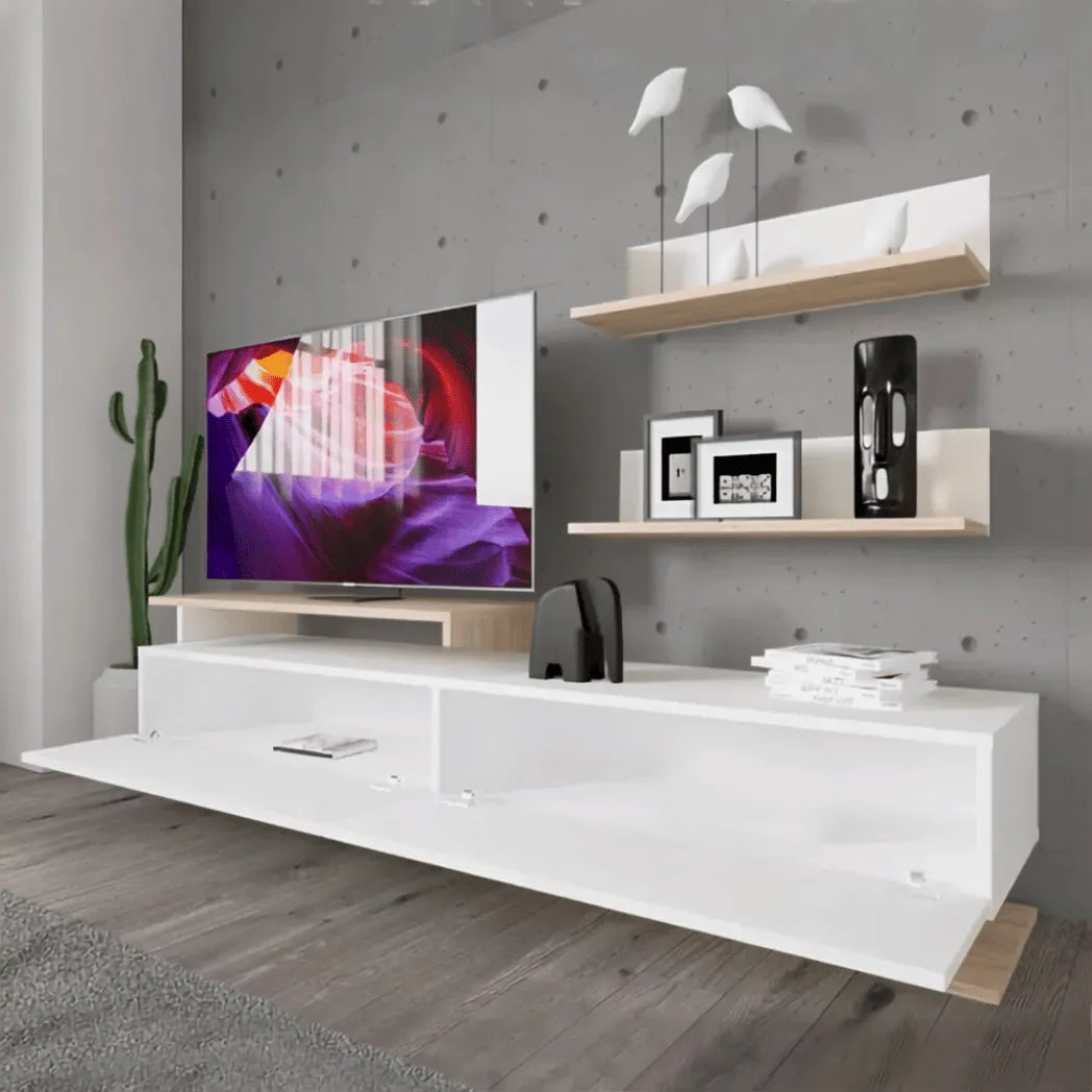 LUXURY LIVING ROOM SET AMELI – WHITE/ ATLANTIC (TV CABINET + COFFEE TABLE)