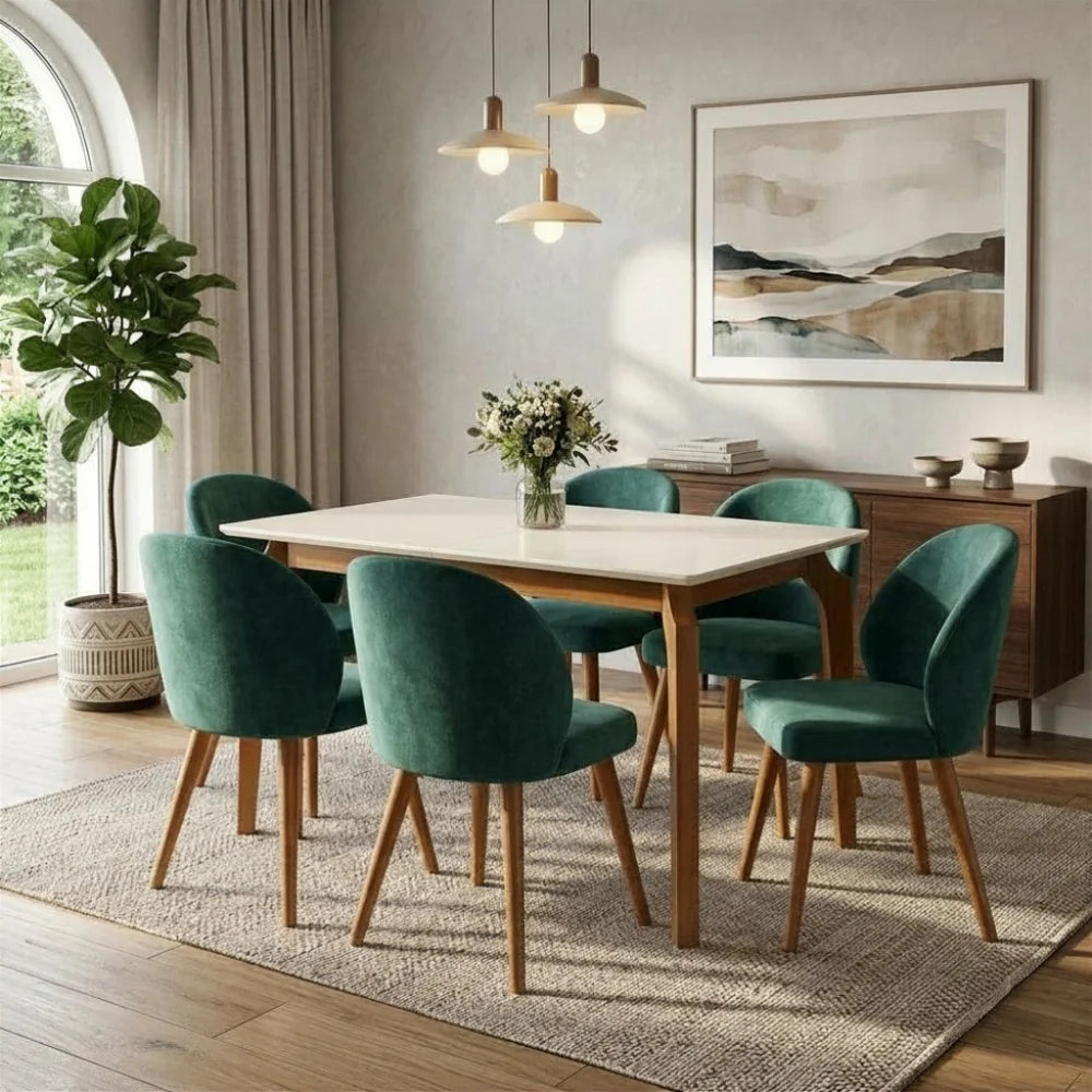 Dining Set DELTA + 6 Alisa Chairs (Boucle)