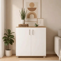 MULTIFUNCTIONAL LOW CABINET TRENTO –  WHITE/ ATLANTIC (80x90 CM)