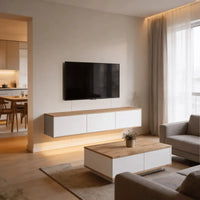 LIVING ROOM SET TORINO – WHITE / SONOMA / ATLANTIC (TV CABINET + COFFEE TABLE)